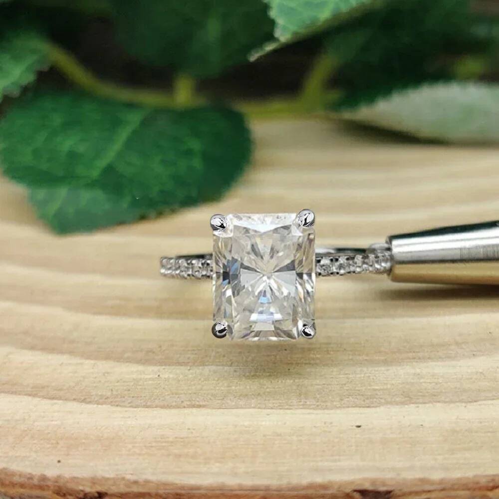 1/2/3/4Carat Radiant Cut Full Moissanite Engagement Ring for Women 925 Silver Hidden Halo Diamond Wedding Rings with Certificate