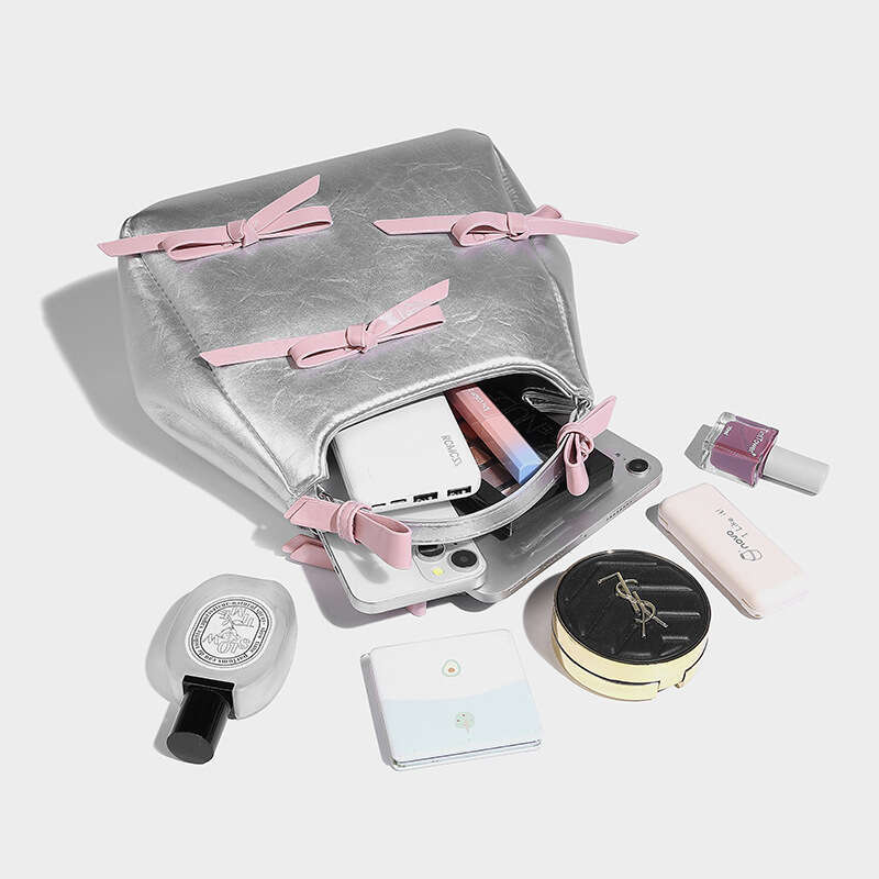 Handheld shoulder crossbody bags new women's bucket basket bag commuting ballet style fashionable bow tie