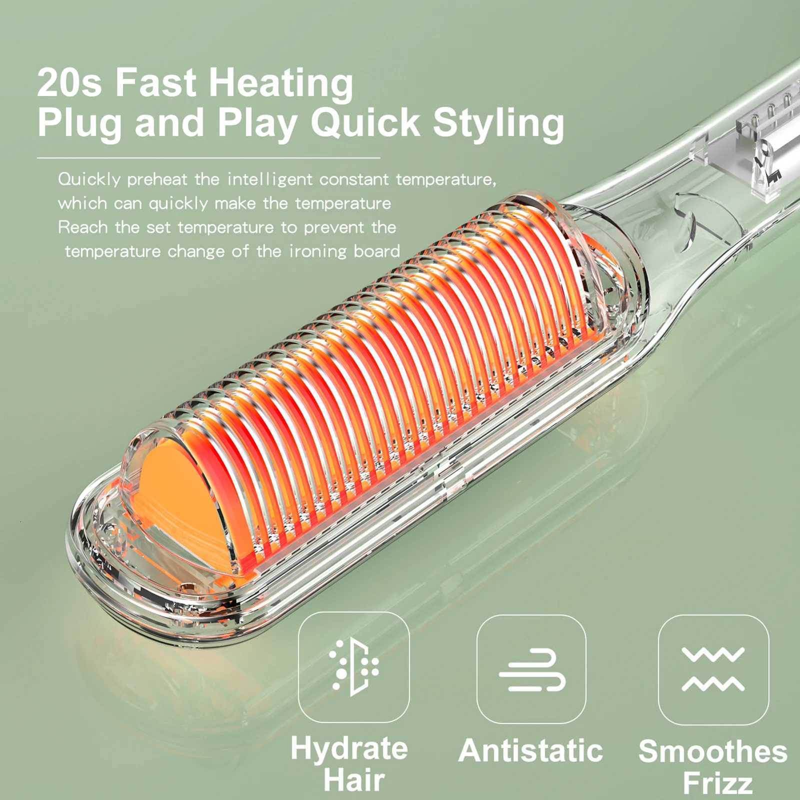 Multifunctional Ionic Hair Straightener Curler Brush Fast Heating Curler Straightener Comb Styler Electric Fast Heating Comb W250814