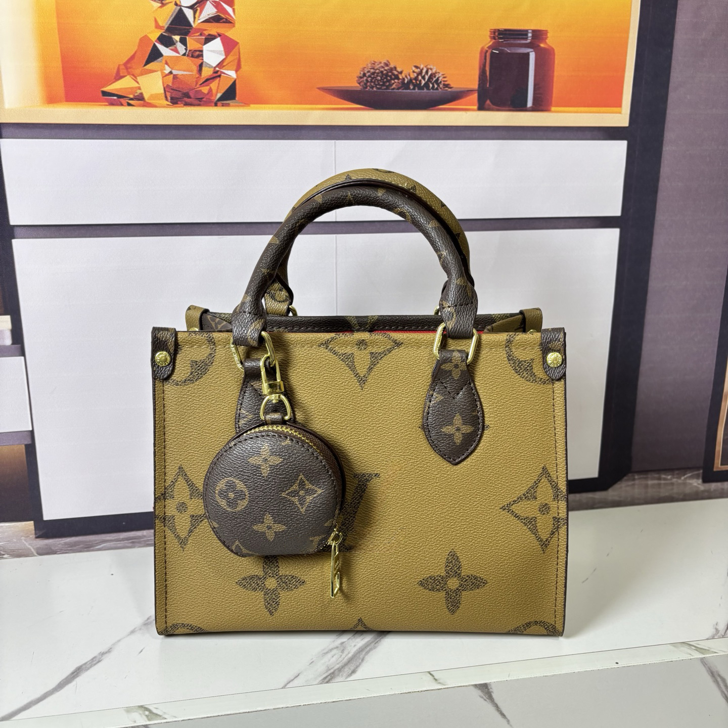 Trendy Colorful Patterned Handheld tote bag shoulder Crossbody bag, Multi - Pouch Design, Durable Material, Suitable for Commuting, Weekend Trips, and Social