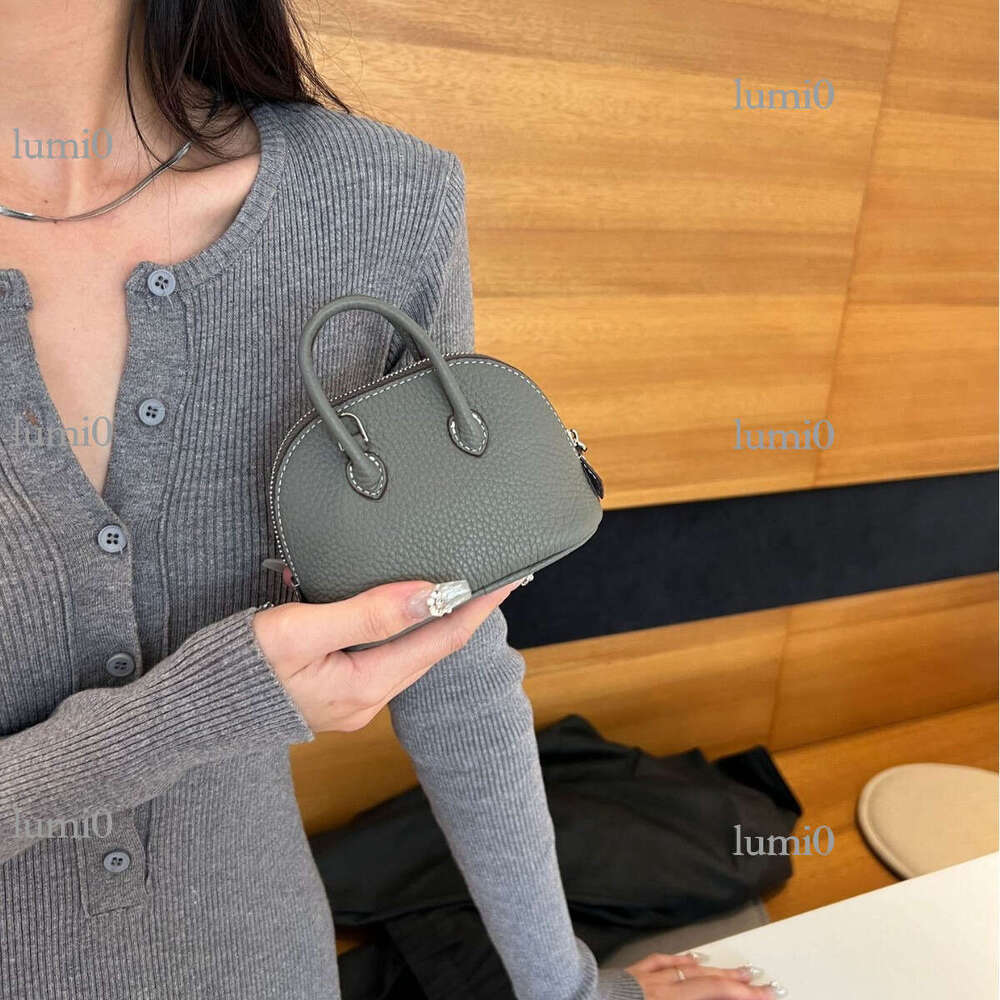 Versatile Mini Shell Top Layer Cowhide Bowling Genuine Leather Women's Handbag Shoulder Crossbody Chain Bag for Women