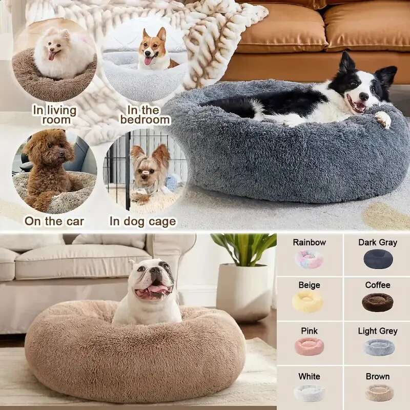 110cm-120cm Best Pet Supplies Round Calming Bolster Dog & Cat Bed-Ultra Plush Luxe
