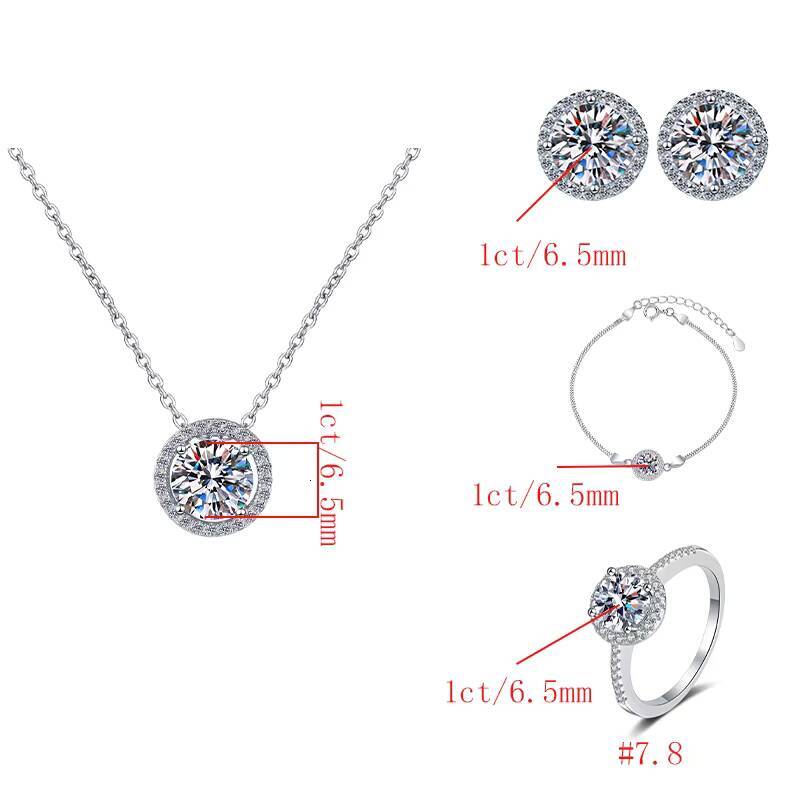 Fine Fashion Jewel GRA Certified Design VVs1 Moissanite Round Shape Dia Jewelry Sets S Sterling Sier Women Ladies