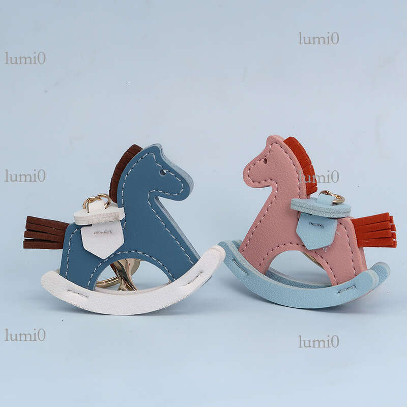 New Fashion Rocking Horse Pendant Handmade Creative Cute Leather Bag Charm Personalized Car Hanging Decoration