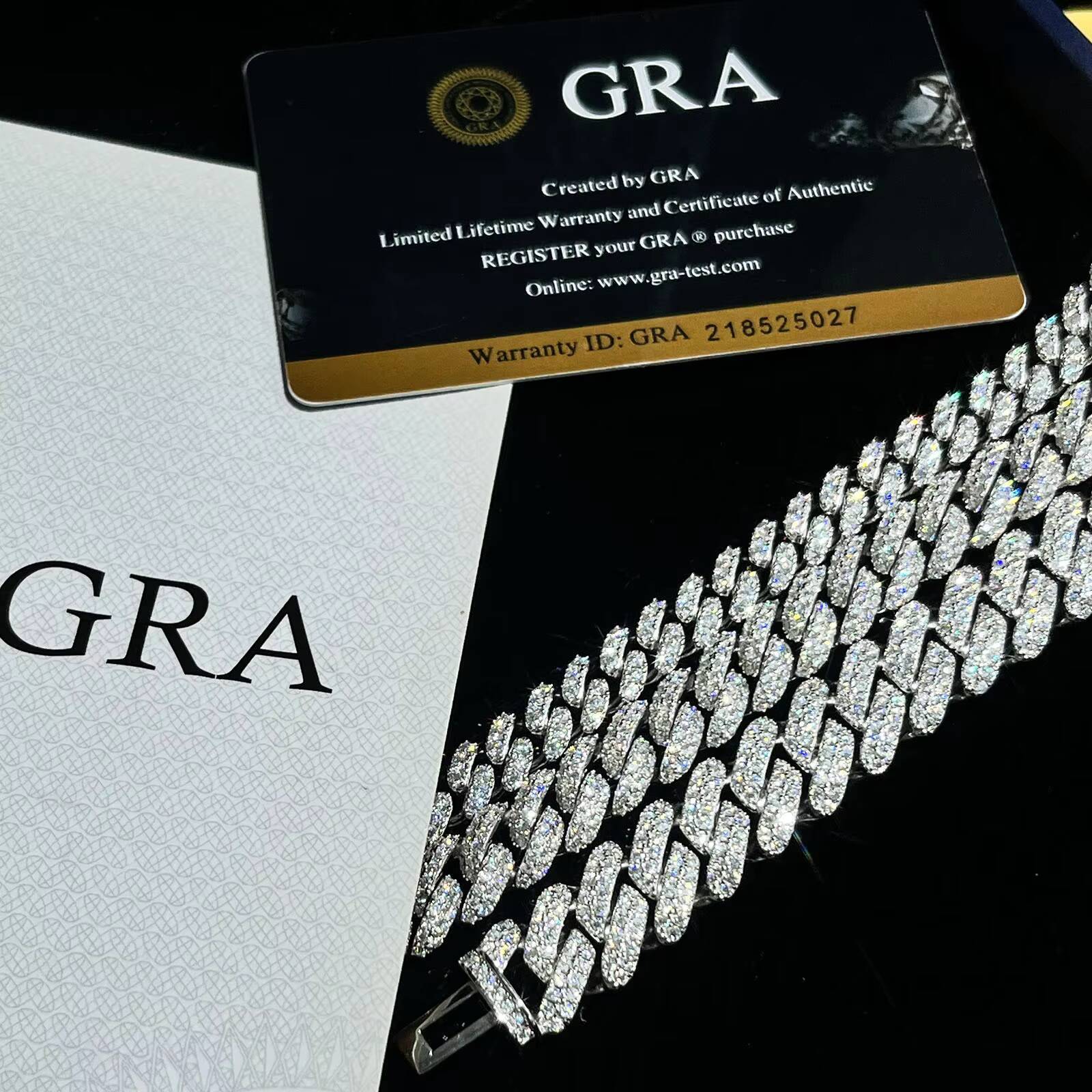 Hip Hop Custom 8mm Full Bling Diamond 925 Silver Jewelry Moissanite Cuban Link Chains