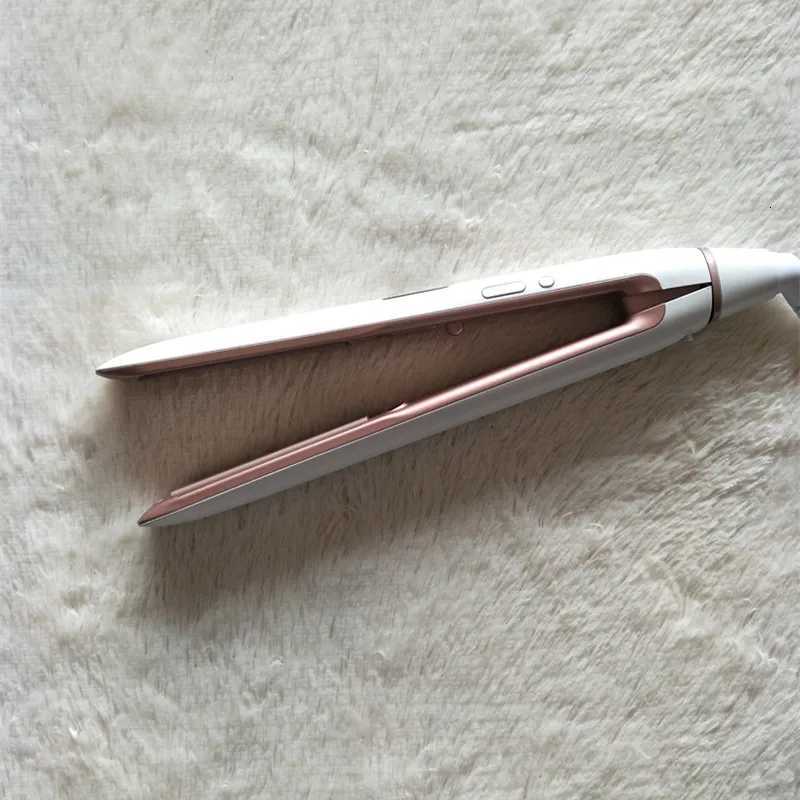 2 in 1 Heated Hair Straightener Comb Professional Hair Flat Irons Curling Brush Gold Titanium Alloy Hair Straightening Flat Iron W250814