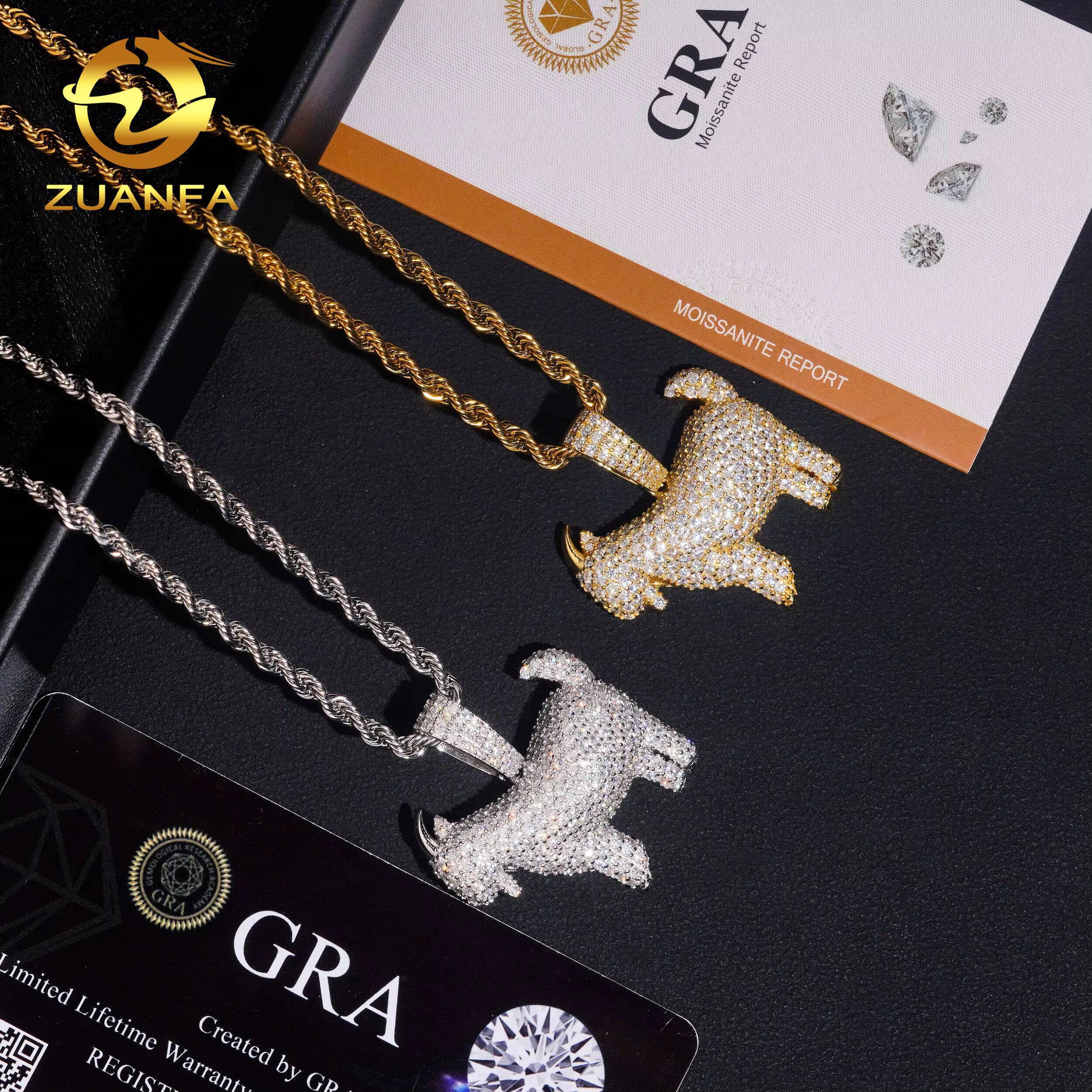 No Tarrifs US Warehouse Ship Pass Diamond Tester GRA Hip Hop Jewelry 925 Silver Iced Out Moissanite Custom Hip Hop Pendant
