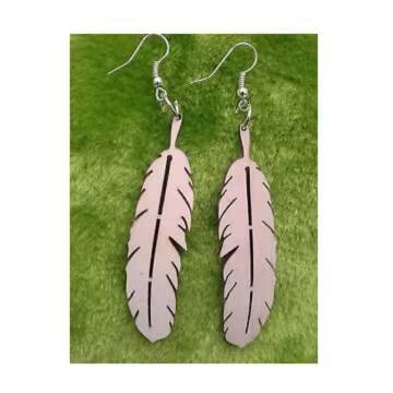 Long Feather Design Wooden Party Wear Daily Use Wedding Functional High-Quality Fashion Earrings