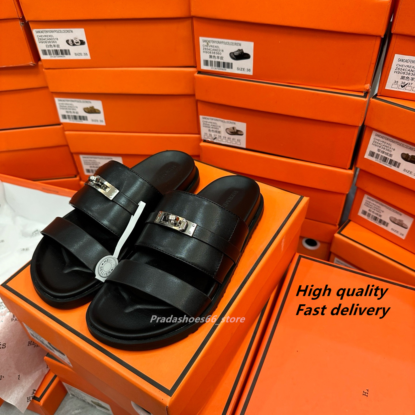 2025 New Women Sandals horse Luxury Designer Calfskin Leather High quality Platform Slippers Casual Summer Beach Mule Kelly Shoes Velvet Slide h Hook/Loop