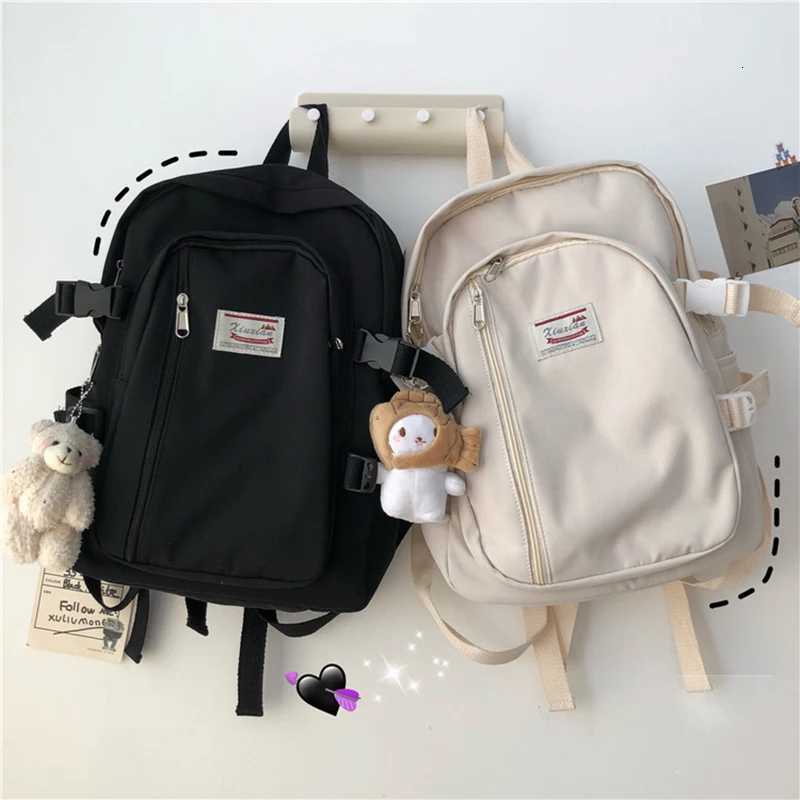 Fashion Women Backpack For Teenagers Black Portable School Bag Female Business Travel Backpack Girls Waterproof Nylon Backpack XJ250814
