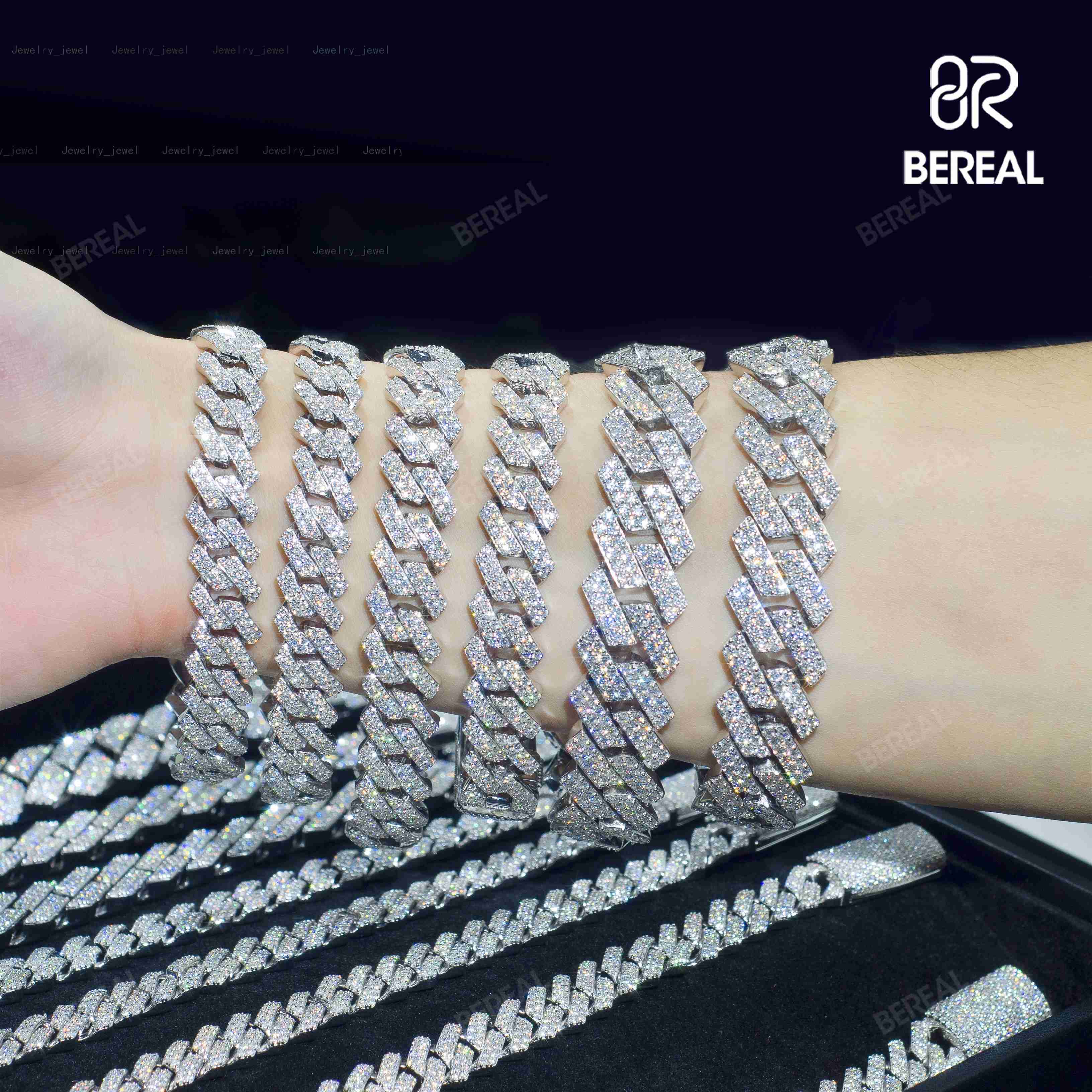 Stylish and Versatile 925 Silver Cuban Link Necklace with 12MM Diamonds for Wholesale Factory Savings and Unique Style
