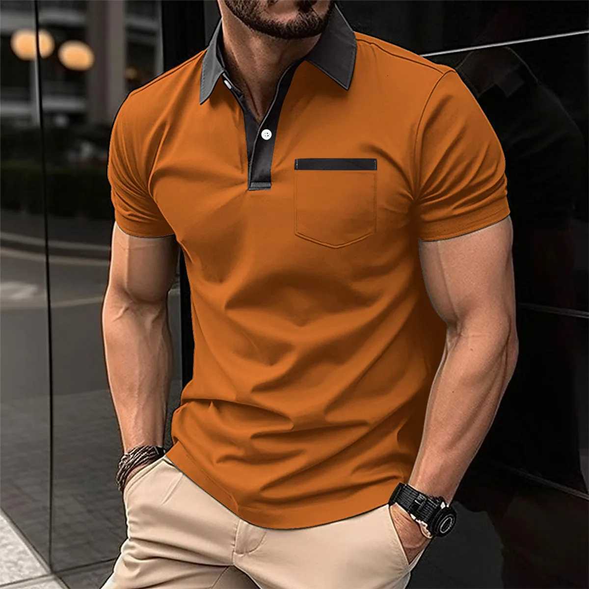 Best Selling Men Short Sleeve Polo Shirt Turn Down Collar Button Pure Color Top Polo Shirt Summer Casual Comfort Mens Clothing XJ250804