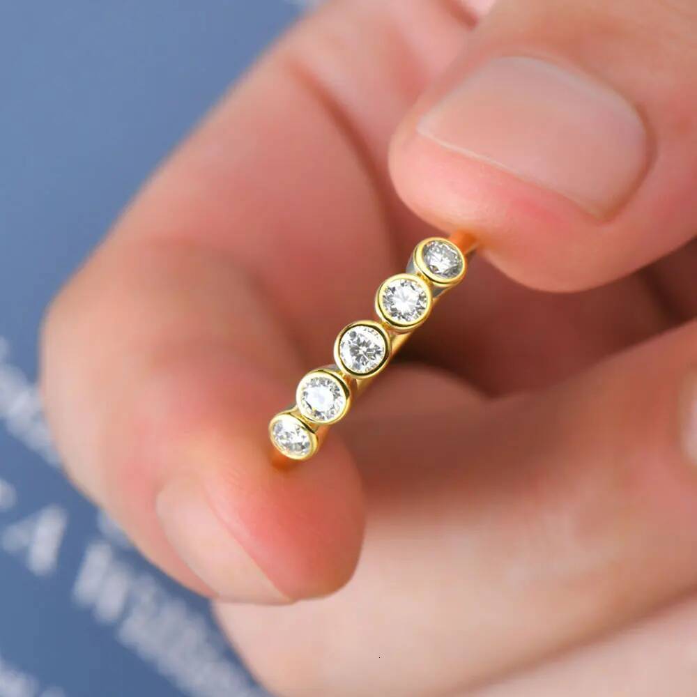 KNOBSPIN D VVS All Moissanite Rings for Women Bubbles Classic Engagement Wedding Band with Certificates 925 Sterling Silver Ring