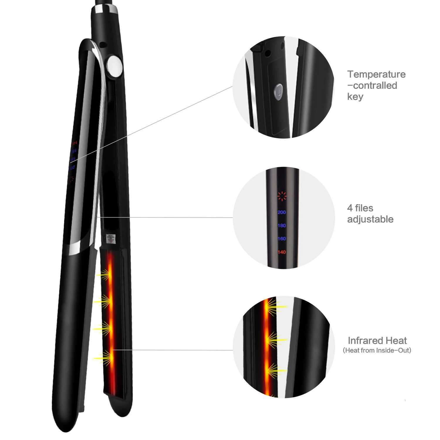 Hair Straightener Flat Iron Ceramic Plates for Smooth Styling 2-in-1 Hair Curling Straightener W250814