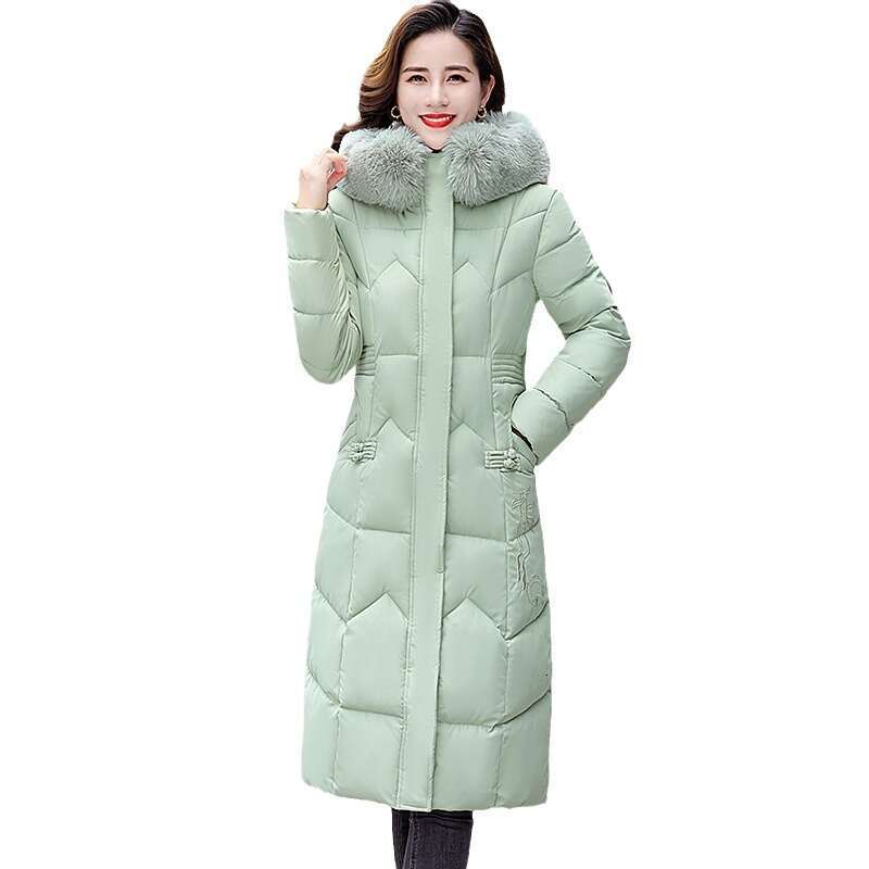 2025 Down Women's New Winter Long Over Knee Thick Korean Version Slim Fit And Slimming Cotton Jacket