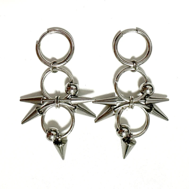 Goth Jewelry Rivet Tiger Nail Earrings Grunge Rock Accessories Punk Chains Earring Punk Charms Fashion Earrings Aesthetic 250812