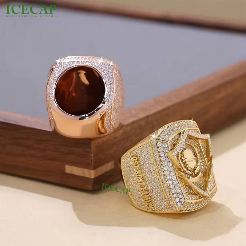Selling Sterling Sier Championship Engagement Ring Customizable VVS Iced Moissanite Rose Gold Plating Hot Jewelry