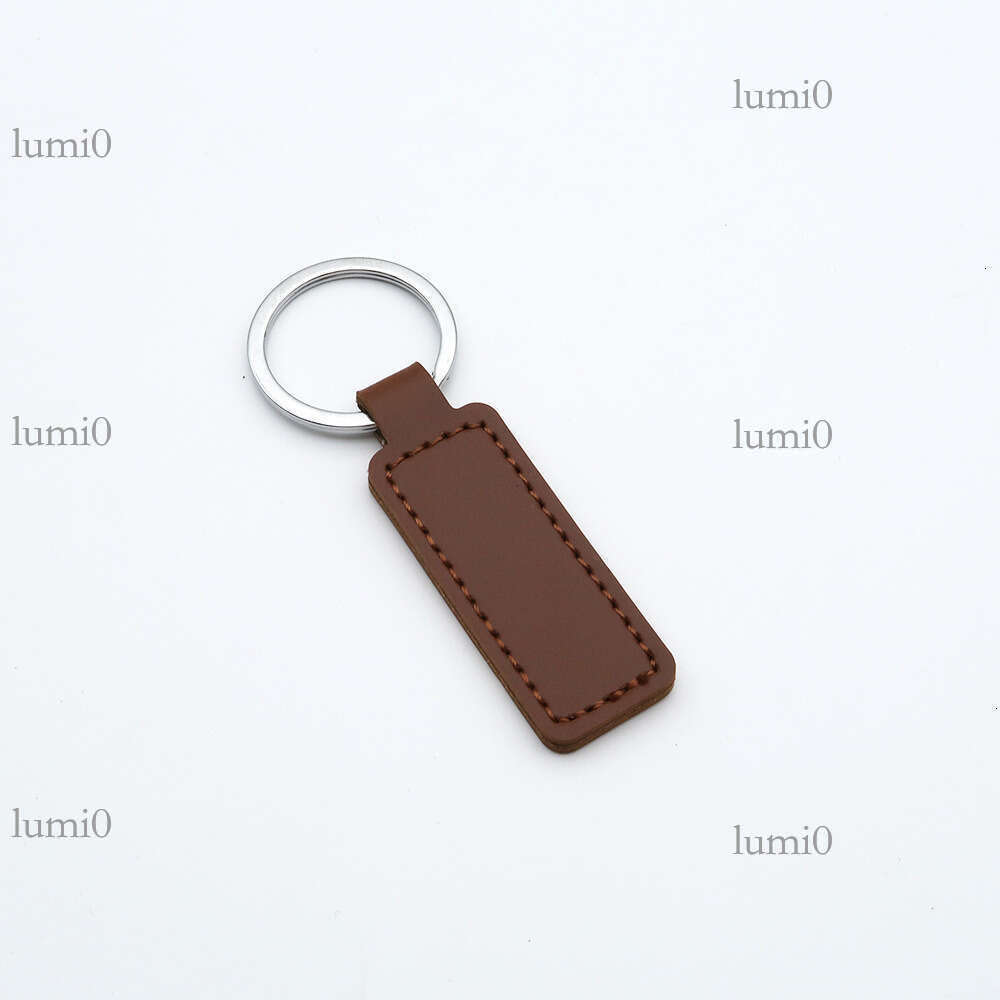 PU Leather Keychain Pendant Double-Sided Stitching Customizable Zinc Alloy Key Ring Ornament