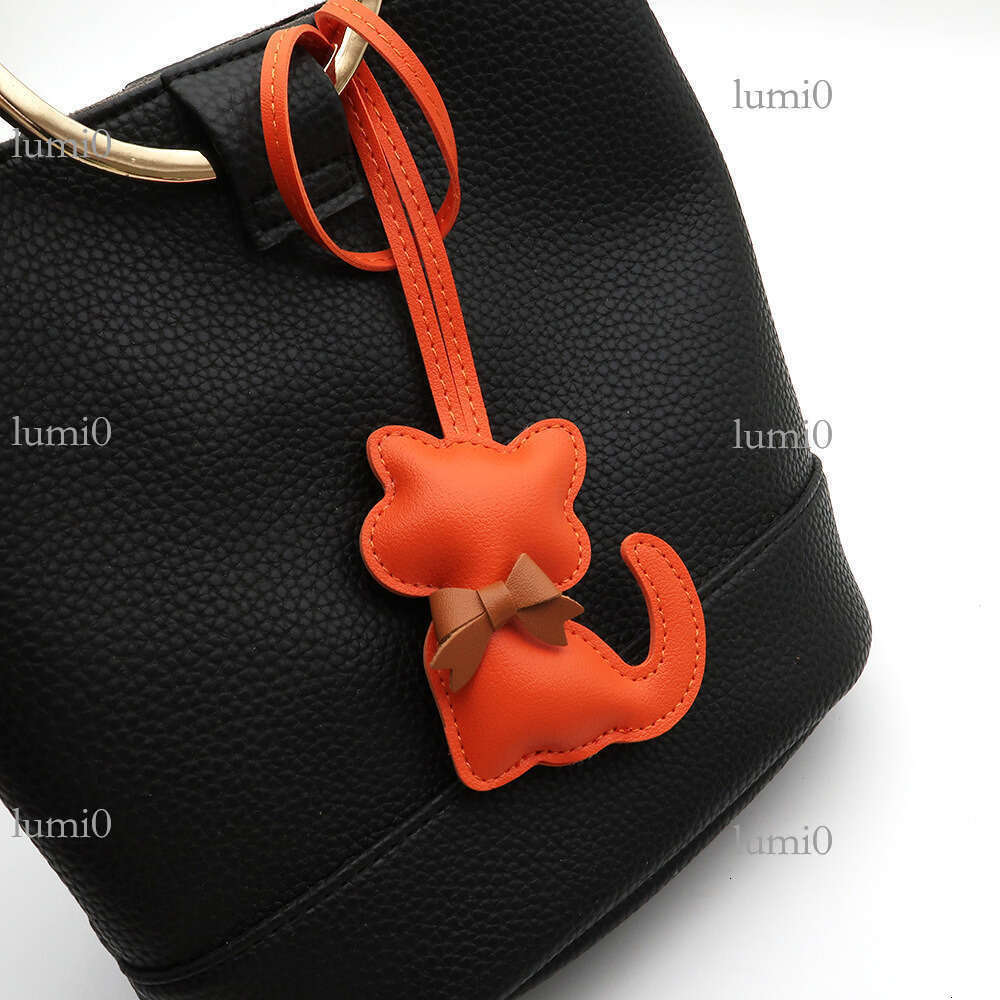 New PU Leather Pendant Bow Cute Cartoon Animal Kitten Women's Bag Decoration Small Gift