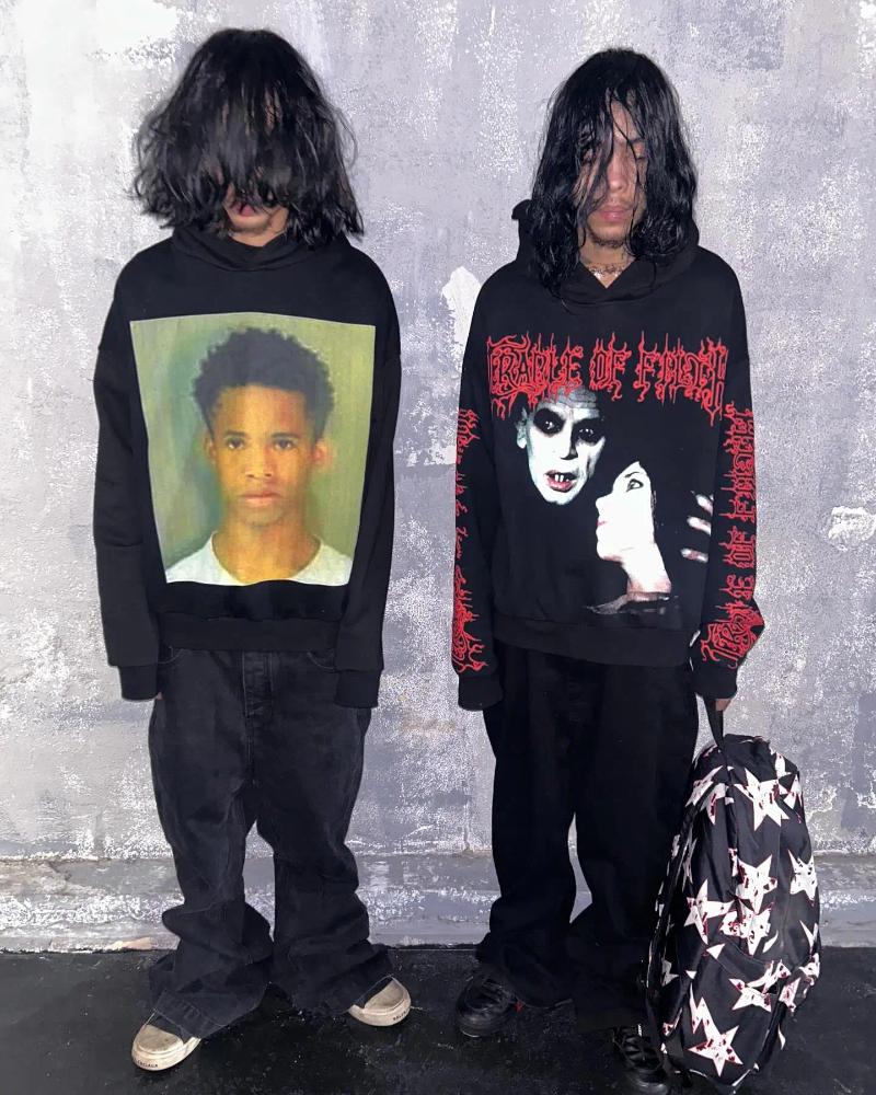 Mens Hoodies Harajuku Gothic Oversized Hoodie Drolandmiller Punk Women Streetwear Tops Grunge Sweatshirt Goth Clothes