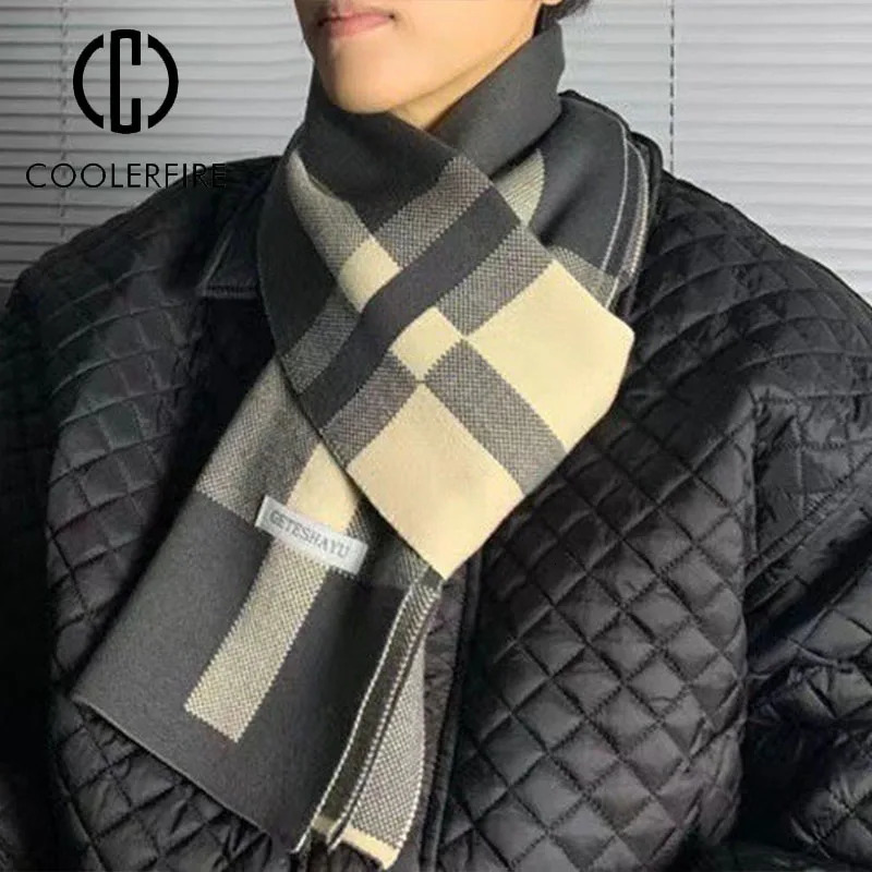 Winter Men Scarf Keep Warm Scarf Casual Fashion ers Knit Neckerchief Patchwork Copy Cashmere Scarf Shawl Wrap AC2228 250808