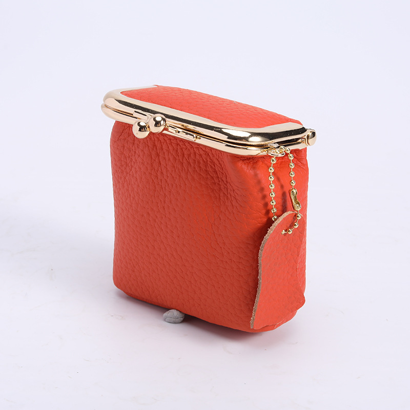 Genuine Leather Mini Lychee Pattern Lipstick Case Ins Style Multifunctional Storage Bag Coin Purse Wallet