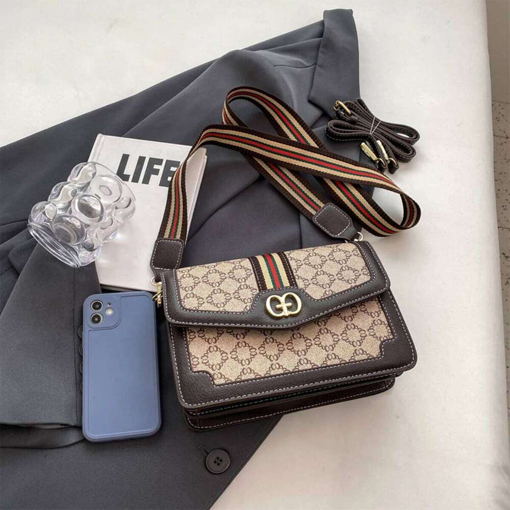 Hot Selling Fashion Classic Geometric Print Quilted Shoulder Metal PU Lightweight Flap Magnetic Snap Adjustable Strap Crossbody Bag Designer Bags