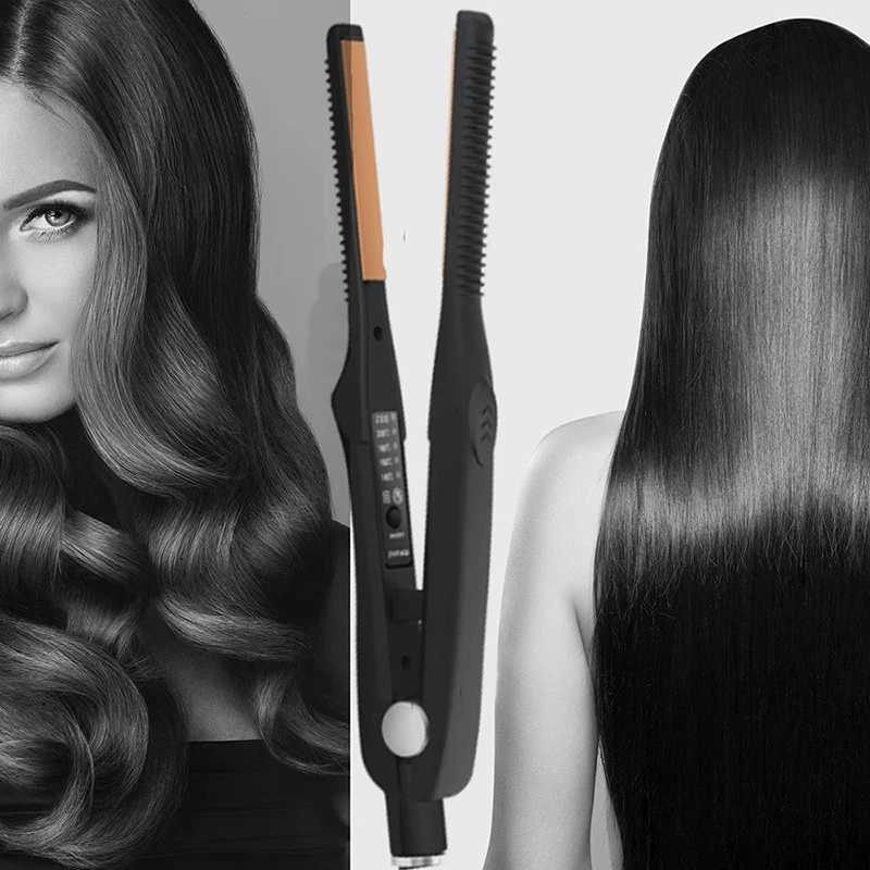 Professional Ceramic Flat Iron 2 in 1 Hair Straightener Short Hair Fluffy Pencil Hair Curler W250814
