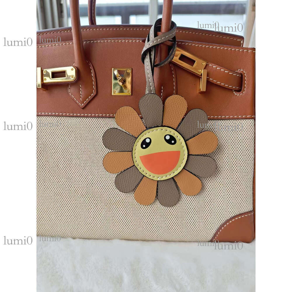 Genuine Leather Sunflower Bag Charm, Car Hanging Decoration, Can Be Matched with, Basket, and Other Bags