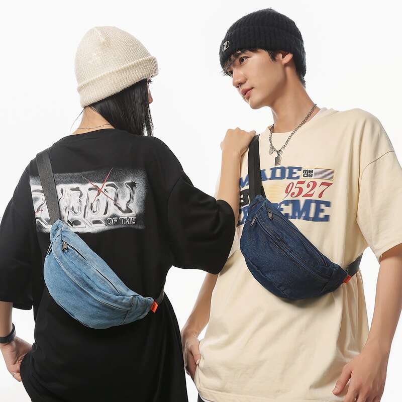 New Washed Denim Chest Women, Youth Waist Bag, Versatile Casual Sports Bags Designer Women Small Crossbody Bag for Men