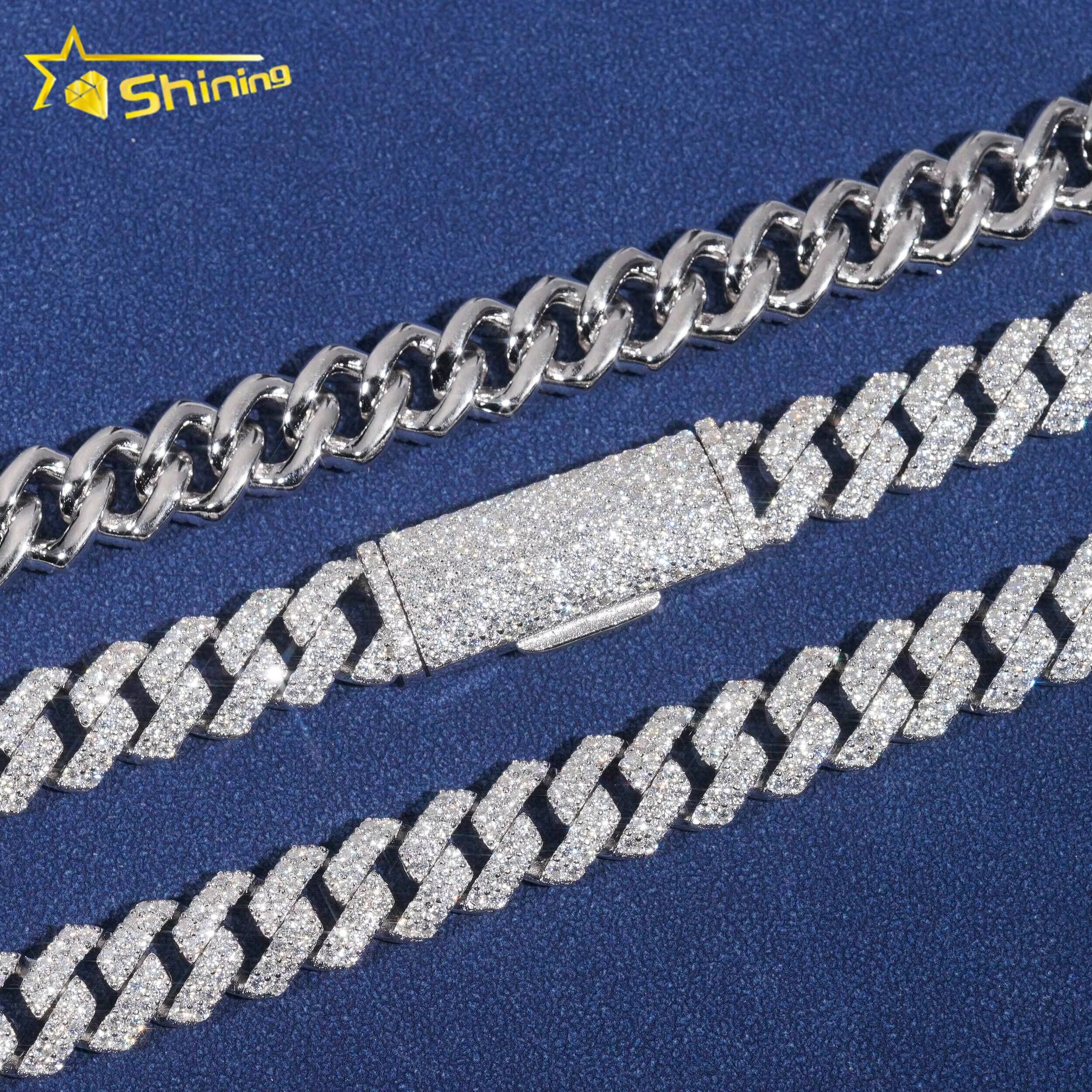 Ready to Ship 48H Shipping Pass Diamond Tester 925 Silver 10MM Two Row Regular Popular Moissanite Cuban Link Chain