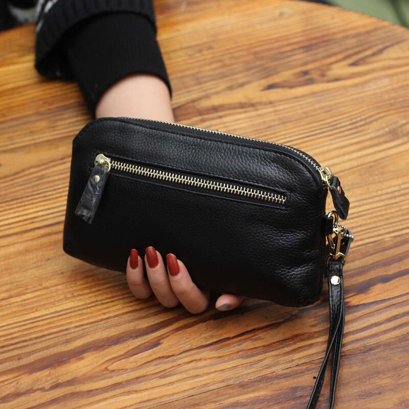 Top Layer Cowhide New Women's Fashion Little Bee Large Cash Slot Shell-shaped Clutch Long Wallet