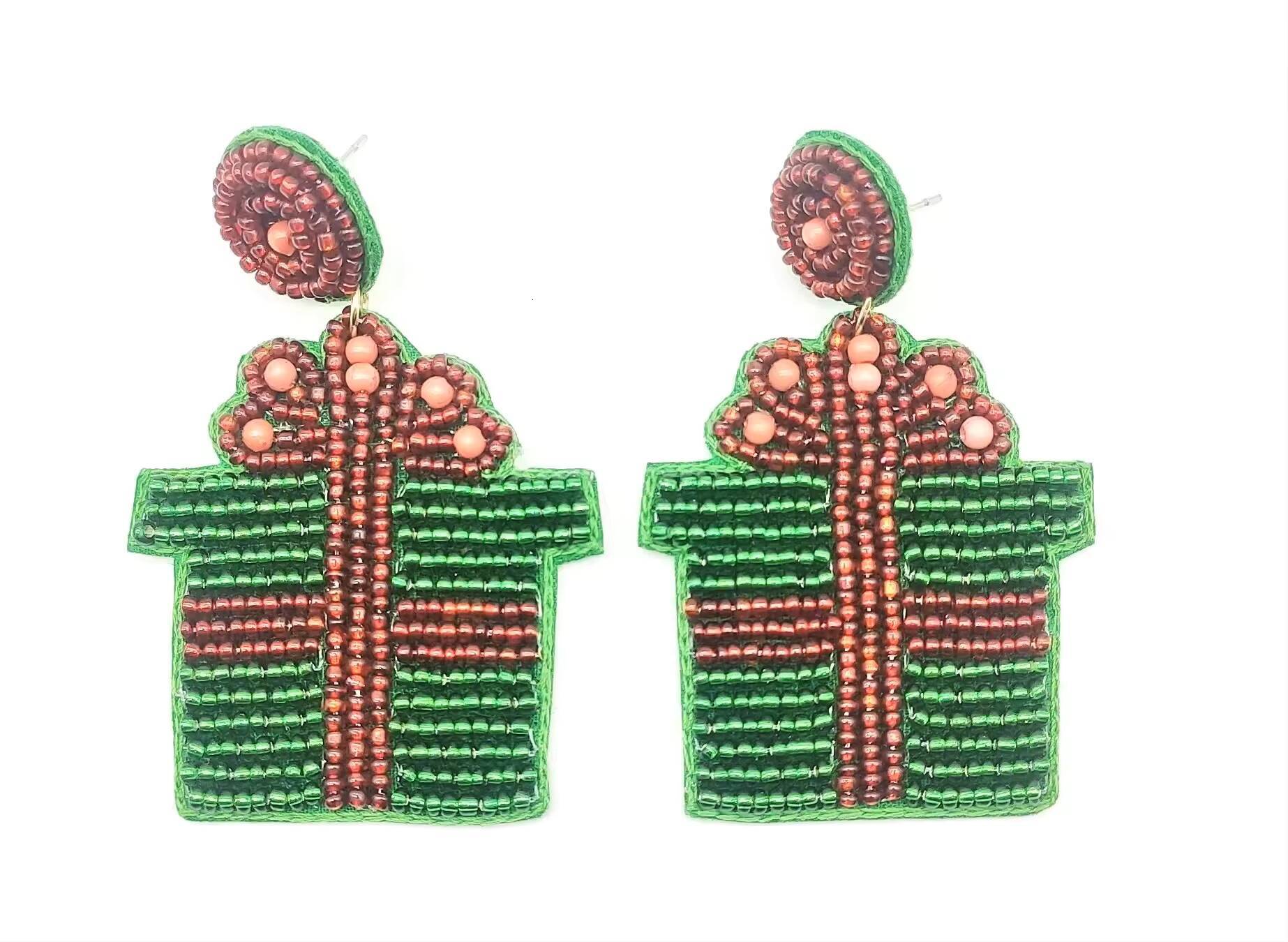 Design Handmade Embroidery bohemian Seed Beaded fashion Earrings Indian Women's Jewelry