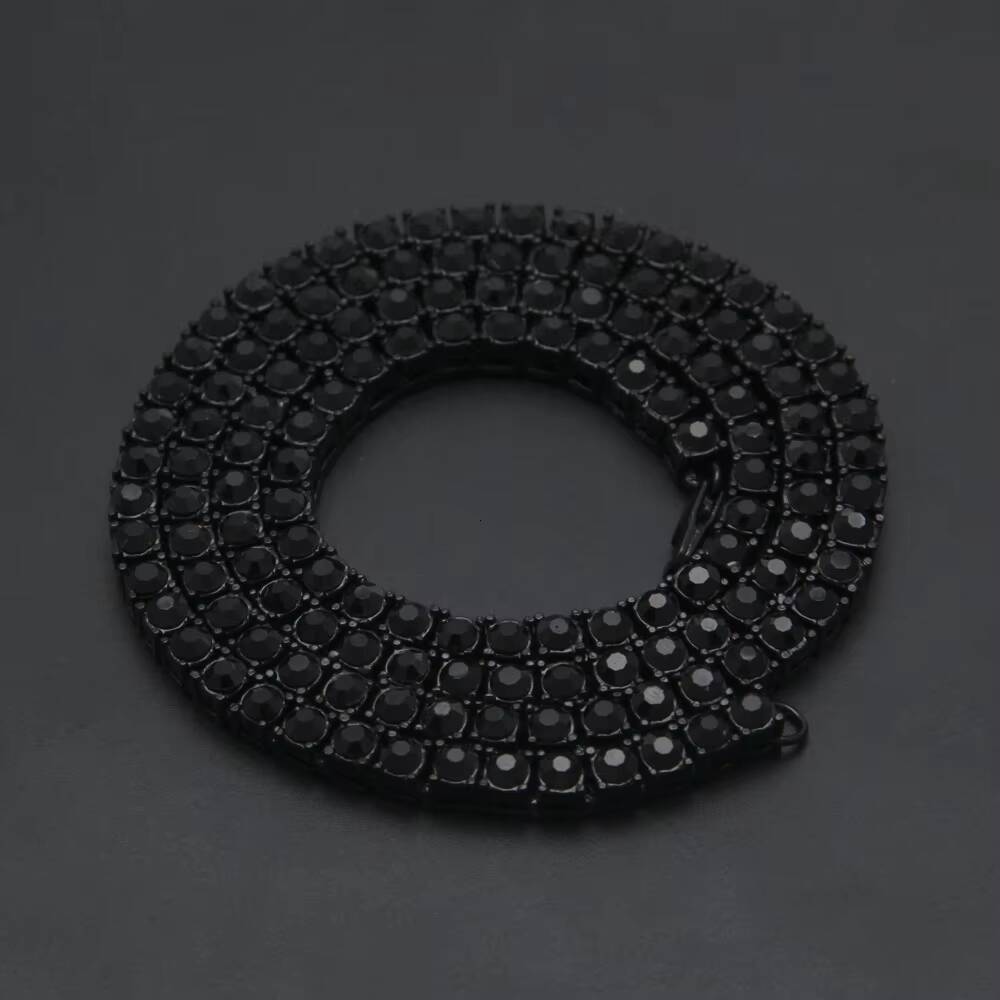 Wholesale Chain Rhinestone Black Tennis Gold Plated Necklace Low MOQ Hip Hop Men Jewelry