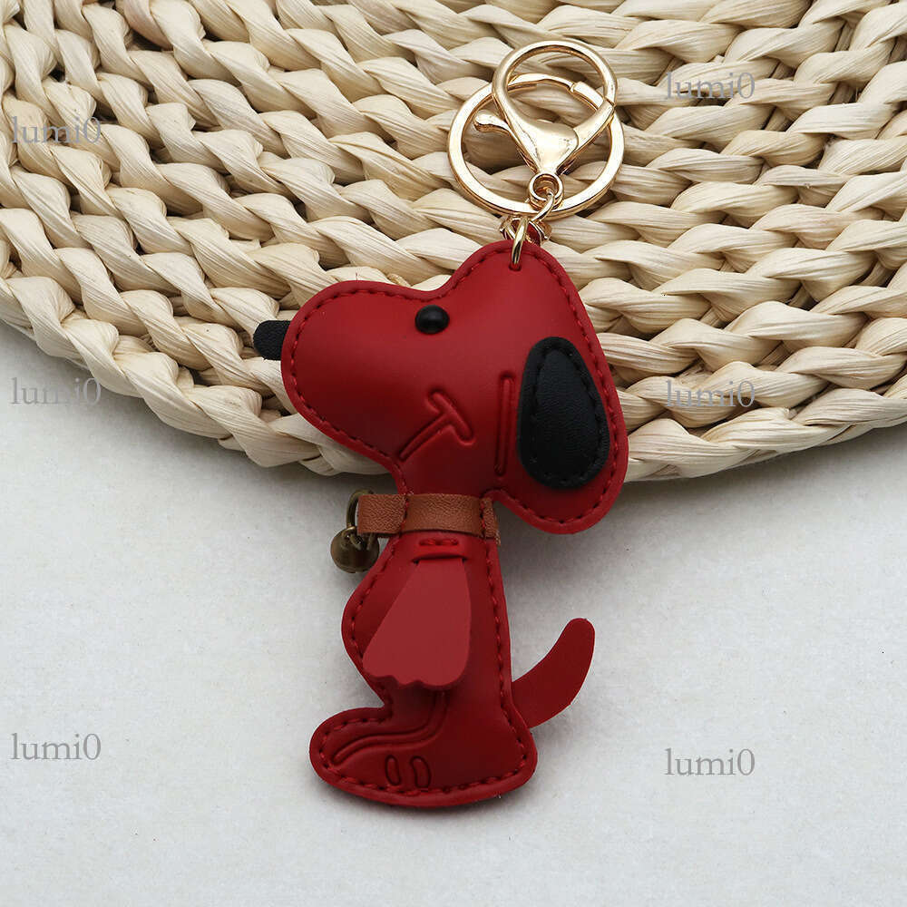 Dog PU Bag Creative Couple Bell Puppy Car Keychain Leather High-end Pendant