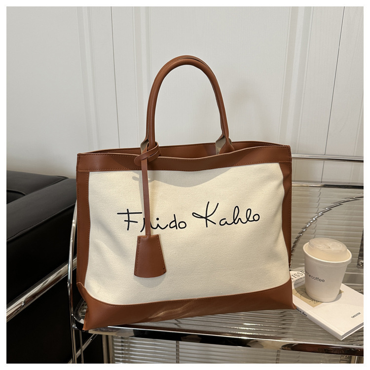 Luxury Brand Designer Bag European And American Large Capacity Fashion Printed Letter 2025 New Retro Artistic Personality Single Shoulder Tote Handbag