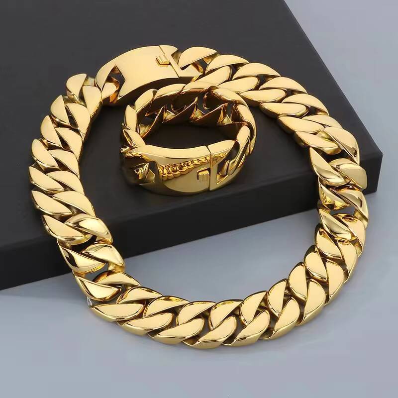 Mens 23mm,32mm Large Heavy Polished Gold Plated Stainless Steel Chunky Cuban Curb Chain Link Necklace