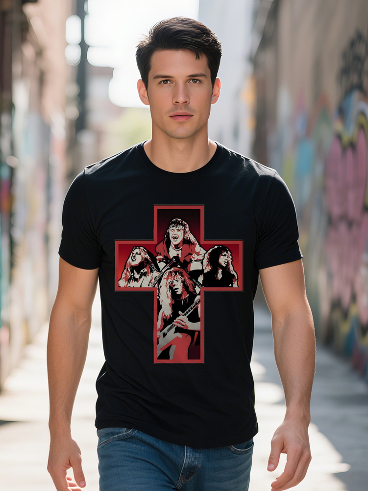 Men S Casual Crew Neck T-Shirt Blend Slight Stretch Regular Fit with Vintage Band Portrait Graphic for Summer Tee