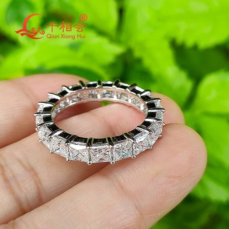square 3.5mm Tension setting Eternity Band D white vvs moissanite 925 Sterling Silver Ring Jewelry Rings Engagement Ladies men