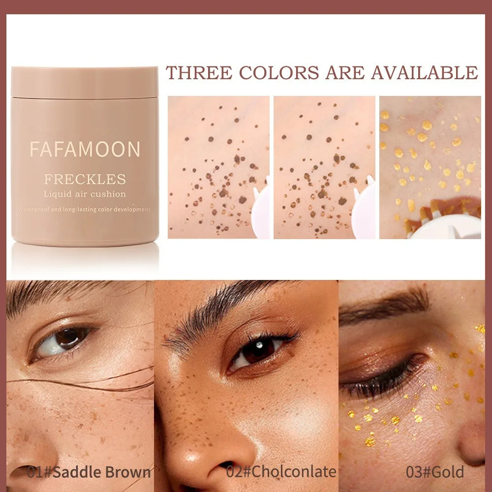 Gold Brown Natural Freckles Stamp Air Cushion Kit Simulation Fake Spot Freckle Liquid Powder Waterproof Long Lasting Makeup 250813