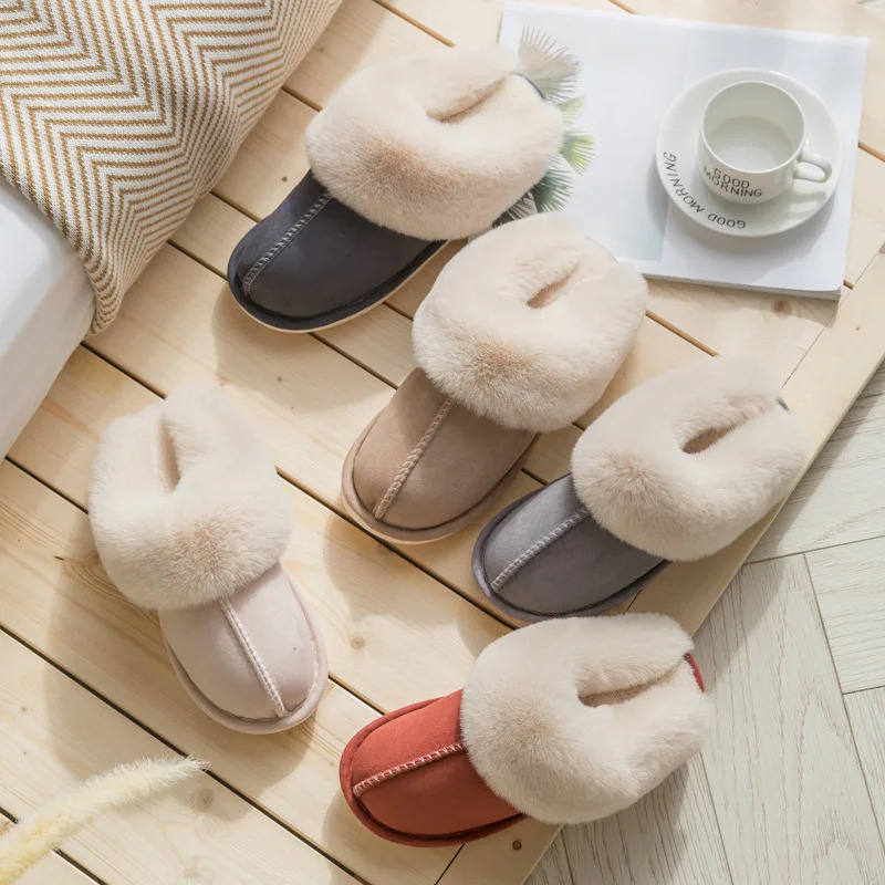 Womens Faux Fur Slippers 2024 Warm Thicked Plush Bedroom Sandals Woman Comfort Soft Sole Home Couple Winter Shoes Slides 250814