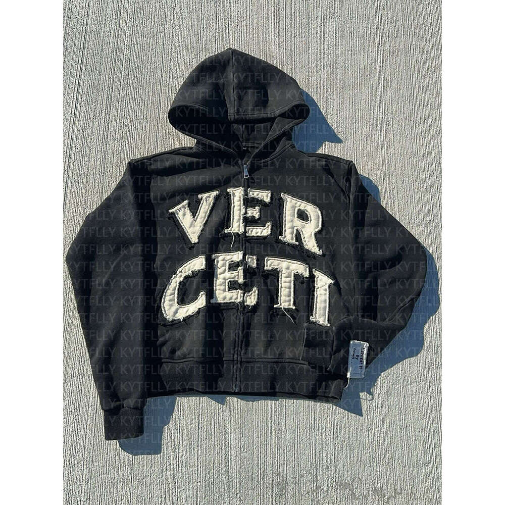 Street Style Hip-Hop Letter Print Pattern Cardigan Zipper Hoodie Fashion Casual Set 2025