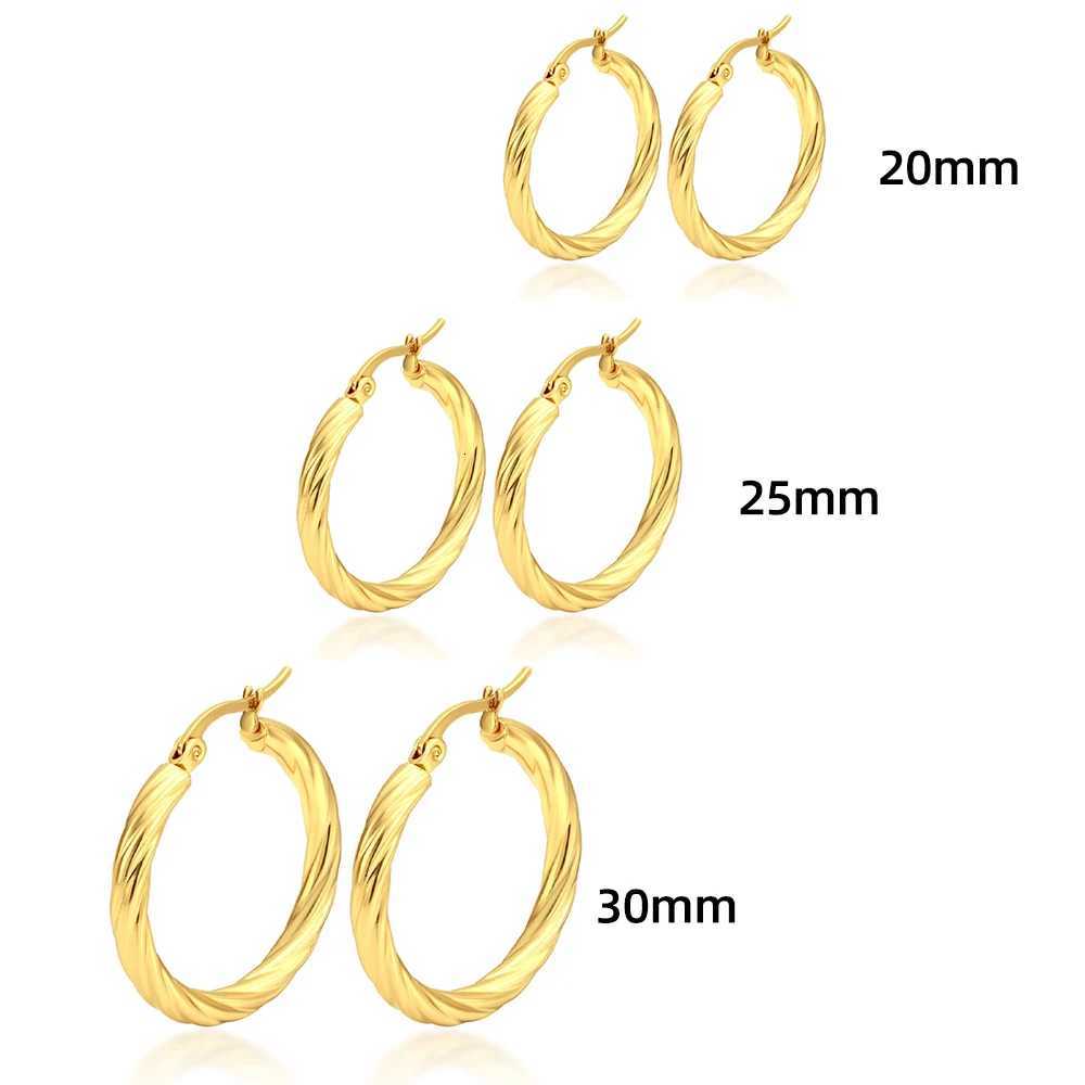 3pair Vintage Twisted Hoop Earrings for Women Gold Plated Stainless Steel Twist Ear Buckle Stackable Circle Hoops Party Jewelry XJ250814