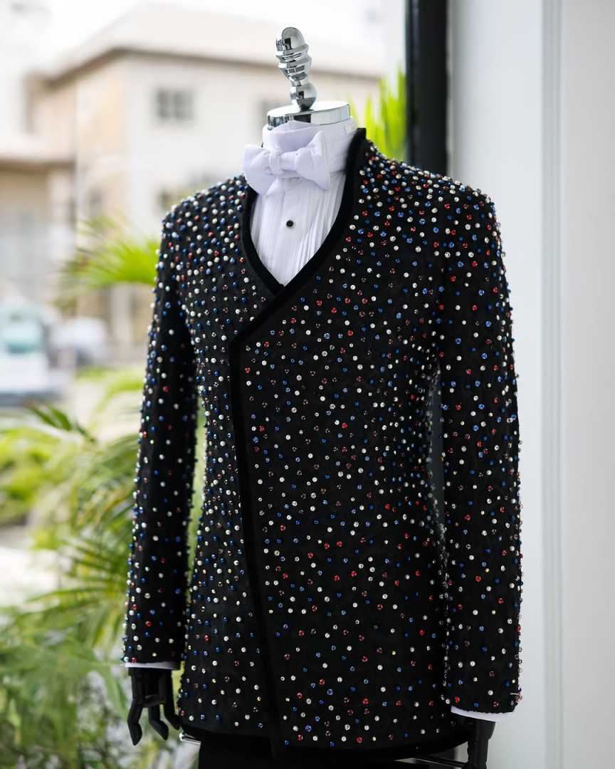 Colorful Beading Mens Tuxedos Slim Fit Sequined Groom Wedding Pants Set Male Fashion Suit Customized Made Clothing 2 Pieces