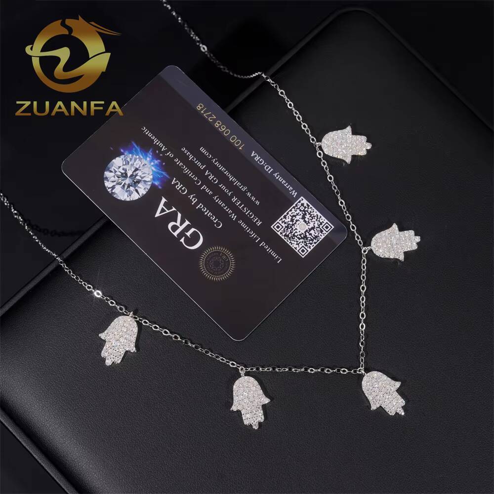 Fashion Jewelry Hasma Moissanite Men Women Sier Iced Out Pendant Hand Necklace
