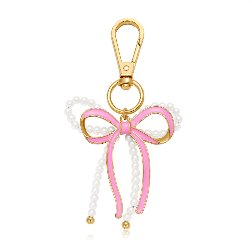 Korean Version Cute Sweet Handmade Imitation Pearl Bow Keychain Bag Pendant Gift Personalized Ornament