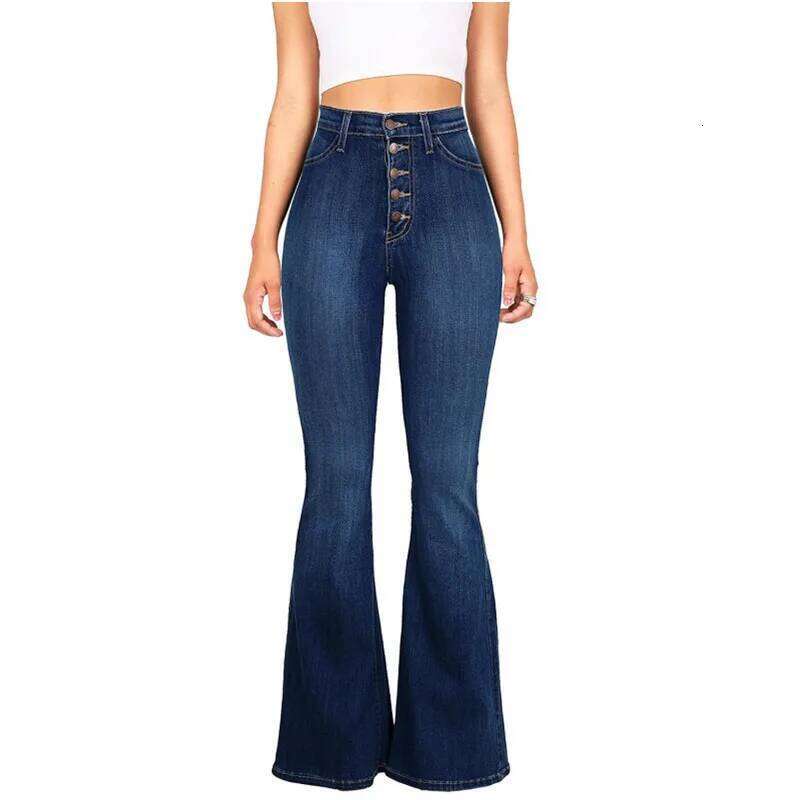 Summer new European American women's jeans slim fit high waisted and perky flared pants
