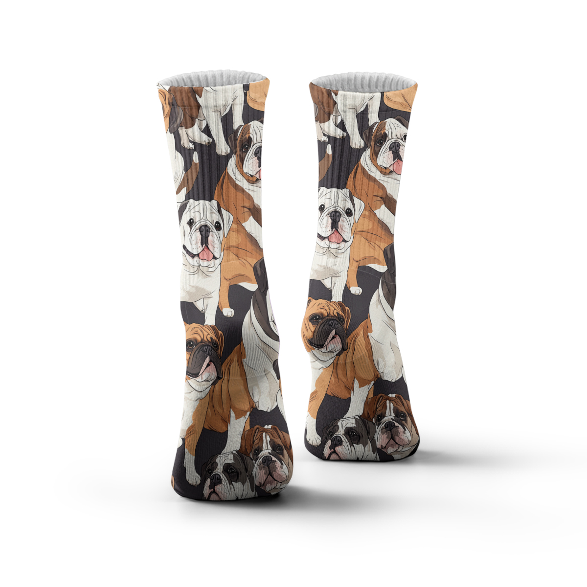 Cute English Bulldog Collage Unisex Tube Designer Socks C145