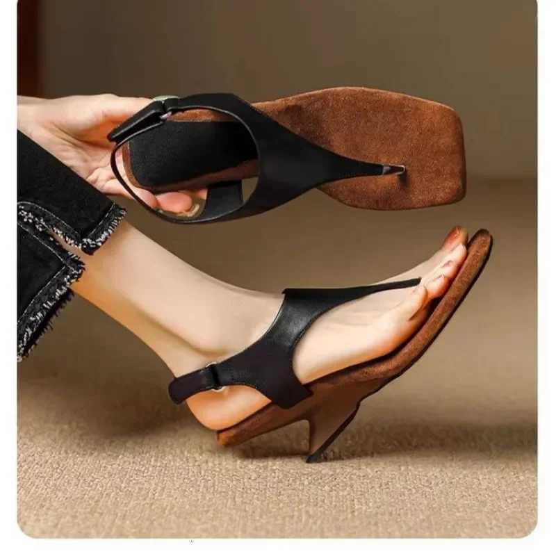 Square Toe Peep Toe Heterotypic Heel Buckle Strap Womens Sandals Shoes for Women 2025 New Summer Novelty Mature Daily Sandals W250814