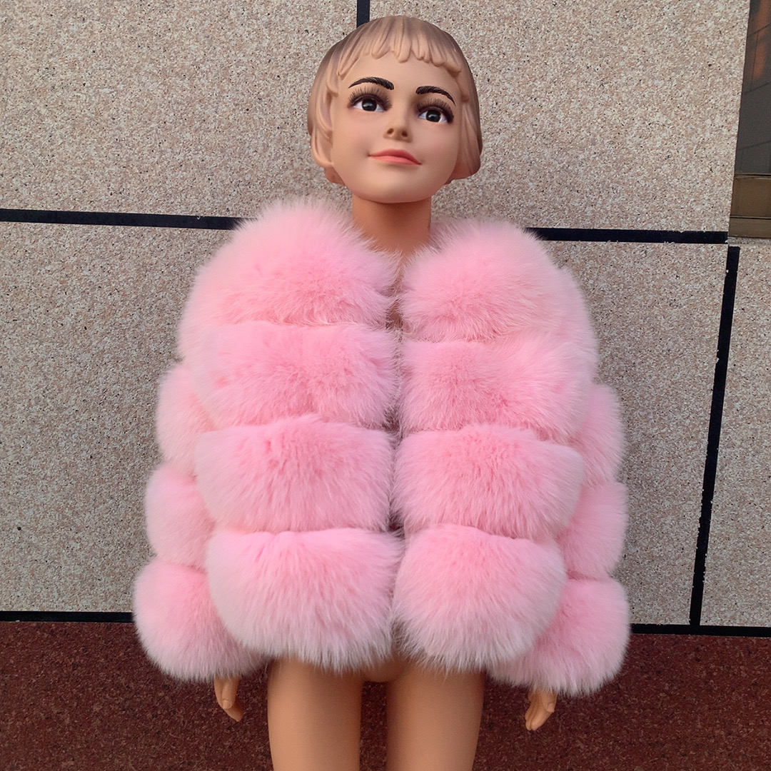 LHXDW New Children's Genuine Fox Fur coat Autumn/Winter Fashion Children's Raccoon Fur Jacket Boys and Girls Same Style